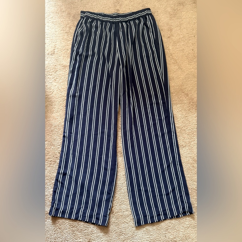 Michael Kors Dark Blue and White Striped Pants